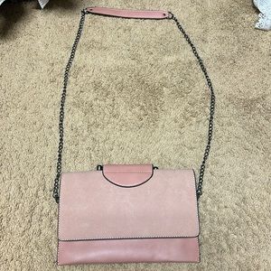 Vintage Pink Suede Crossbody Handbag
